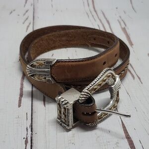 Tony Lama brown leather with breided real animal hair détails size 28